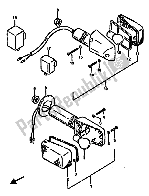 Todas las partes para Lámpara De Señal De Giro de Suzuki GSX 750F 1989