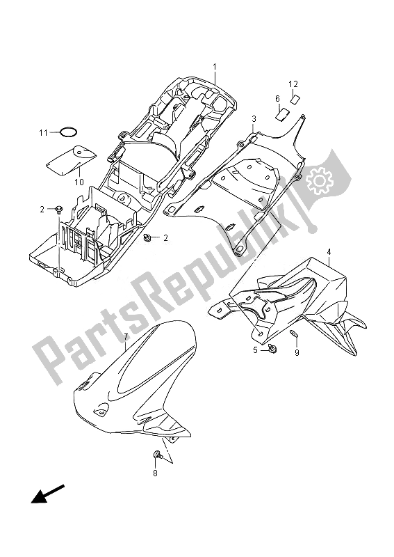 Toutes les pièces pour le Garde-boue Arrière (gsx-r600) du Suzuki GSX R 600 2014