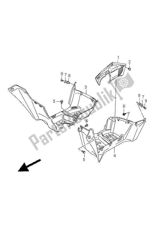 All parts for the Mudguard of the Suzuki LT A 500 XZ Kingquad AXI 4X4 2012