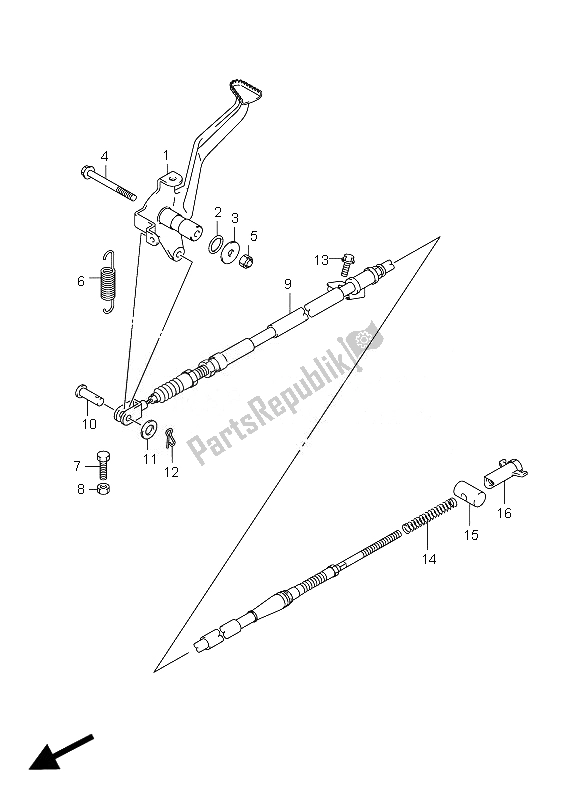 All parts for the Rear Brake of the Suzuki LT A 750 XZ Kingquad AXI 4X4 2010