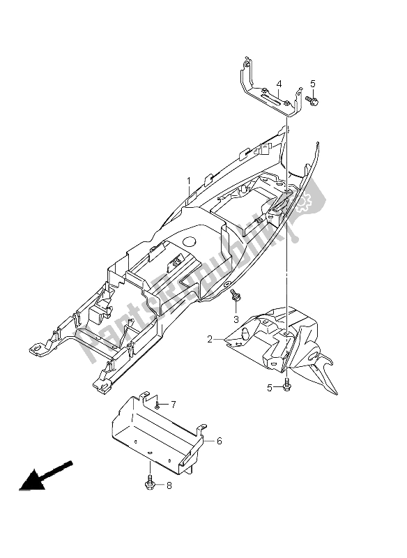 All parts for the Rear Fender (gsf1250a E21) of the Suzuki GSF 1250A Bandit 2011