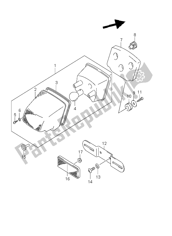 All parts for the Tail Lamp (e24) of the Suzuki DR Z 400E 2002