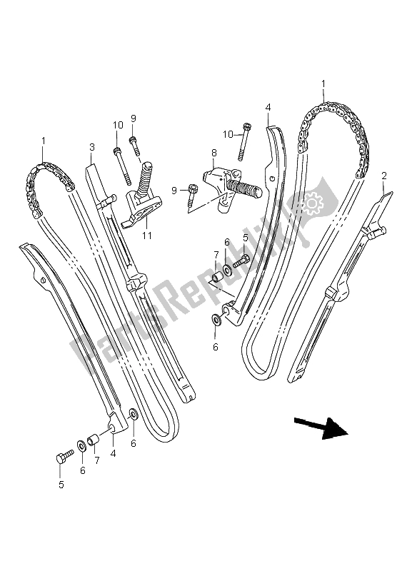 Alle onderdelen voor de Cam Ketting van de Suzuki VL 1500 Intruder LC 2000