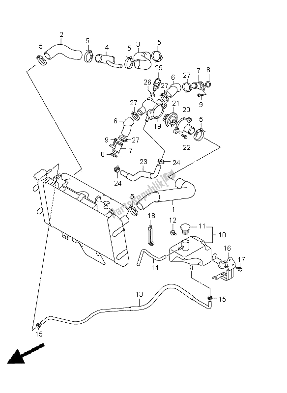 All parts for the Radiator Hose of the Suzuki DL 650A V Strom 2012