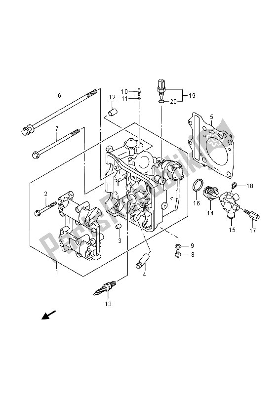 All parts for the Cylinder Head of the Suzuki Burgman AN 400 AZA 2014