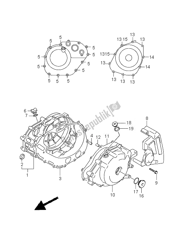 All parts for the Crankcase Cover of the Suzuki SV 650 SA 2010