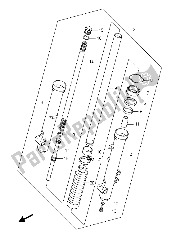 Toutes les pièces pour le Amortisseur De Fourche Avant (lw) du Suzuki DR Z 125 SW LW 2015