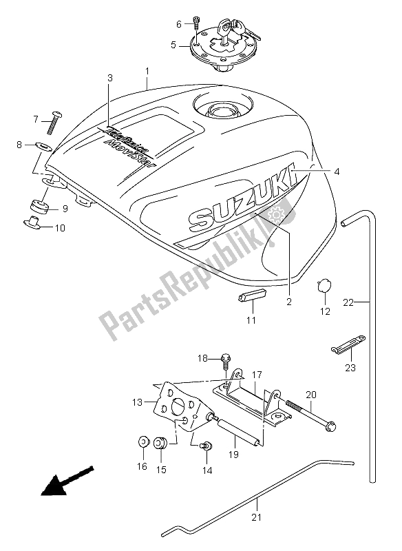 Tutte le parti per il Serbatoio Carburante (yc2) del Suzuki GSX R 600 2002