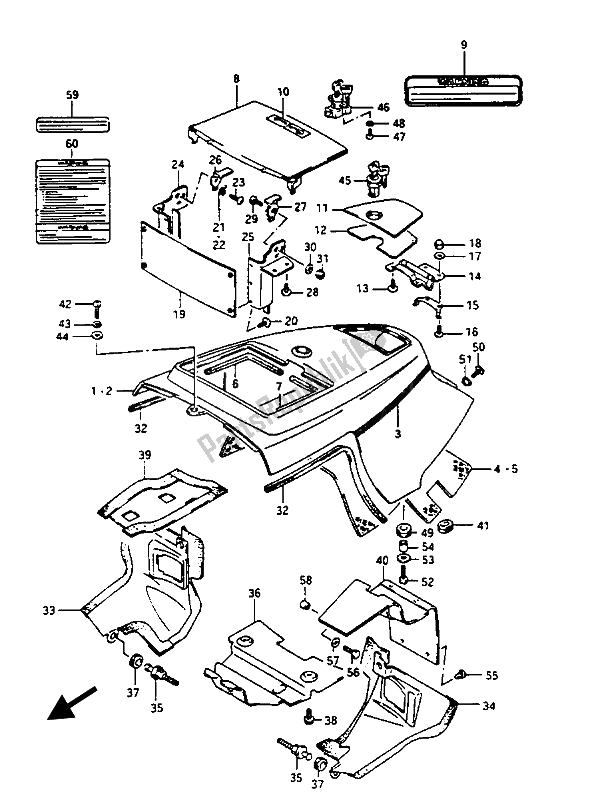 Alle onderdelen voor de Frame Bovenklep van de Suzuki GV 1400 GD 1988