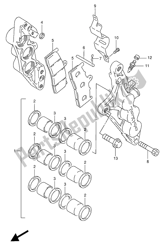 All parts for the Front Calipers of the Suzuki GSX R 1100W 1994