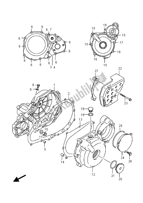 All parts for the Crankcase Cover of the Suzuki LT Z 400 Quadsport 2014