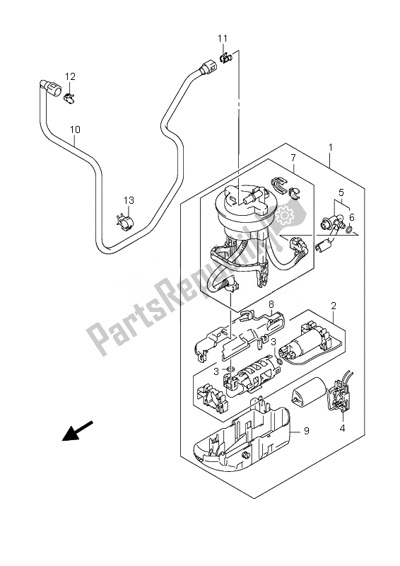 All parts for the Fuel Pump of the Suzuki AN 650A Burgman Executive 2010