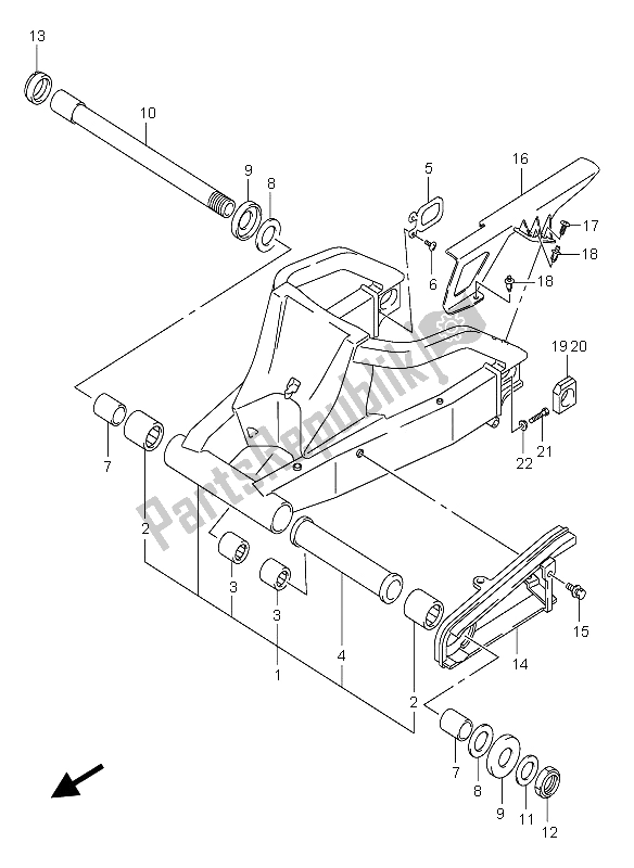 Tutte le parti per il Braccio Oscillante Posteriore del Suzuki GSX R 600 2004