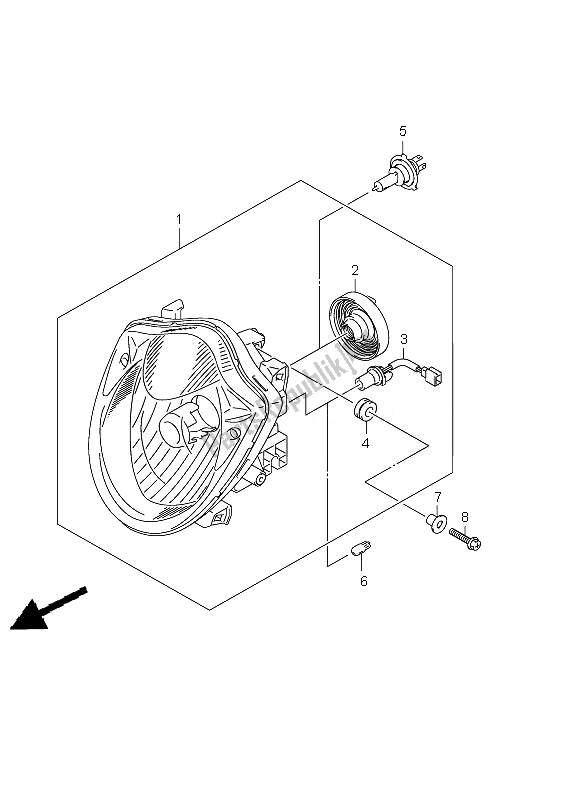 Toutes les pièces pour le Lampe Frontale (gsf650-a-u-ua) du Suzuki GSF 650 Nsnasa Bandit 2010