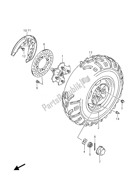 All parts for the Front Wheel (lt-a750xp) of the Suzuki LT A 750 XPZ Kingquad AXI 4X4 2014
