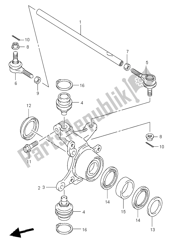 All parts for the Steering Knuckle of the Suzuki LT A 400 Eiger 4X2 2002