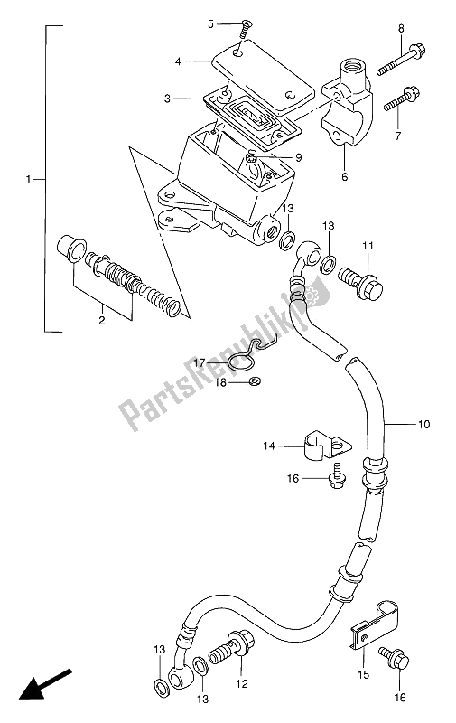 All parts for the Front Master Cylinder of the Suzuki VX 800U 1990
