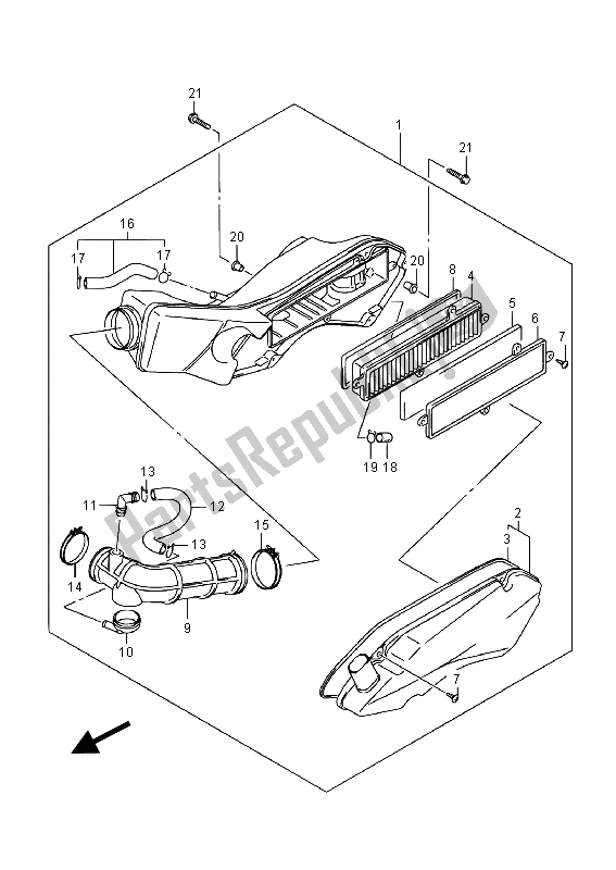 All parts for the Air Cleaner of the Suzuki UH 200A Burgman 2015