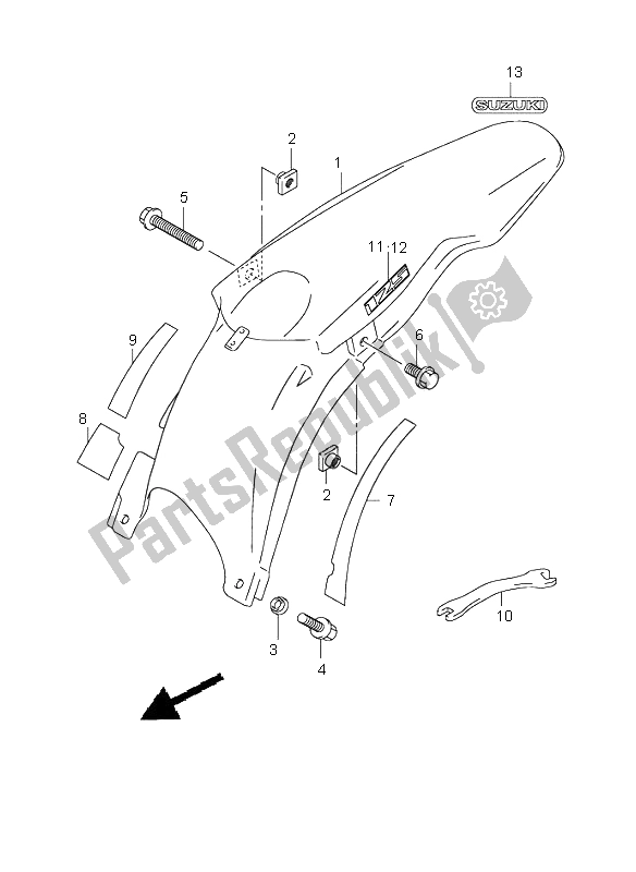 All parts for the Rear Fender of the Suzuki RM 125 2006