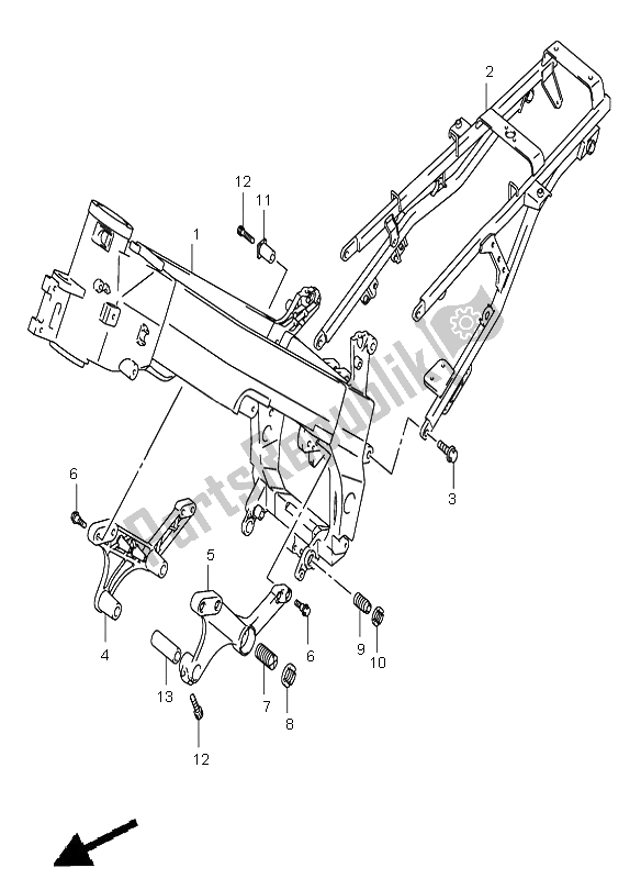 All parts for the Frame of the Suzuki DL 1000 V Strom 2002