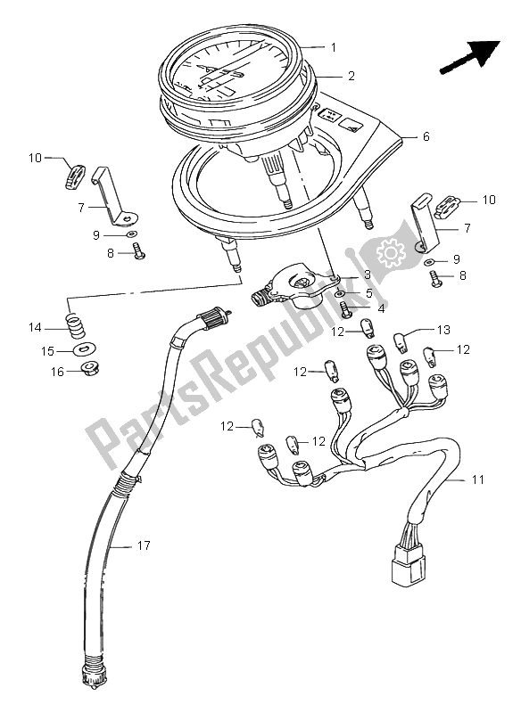 All parts for the Speedometer of the Suzuki LS 650 Savage 1996