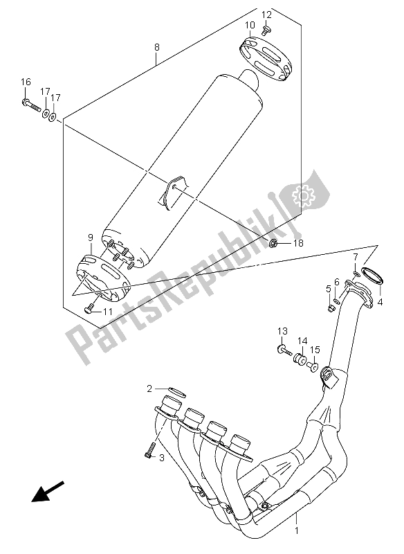 Tutte le parti per il Silenziatore del Suzuki GSX R 750 2004