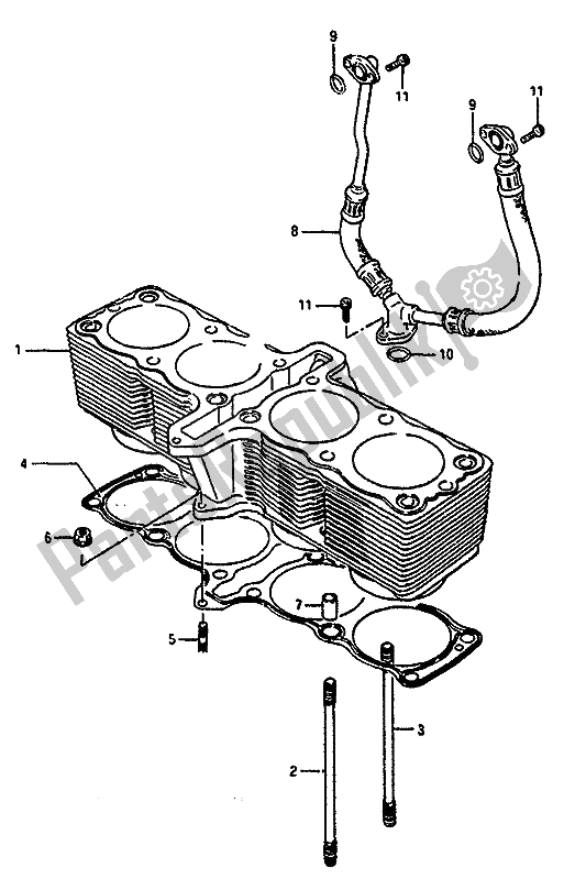 All parts for the Cylinder of the Suzuki GSX R 1100 1987