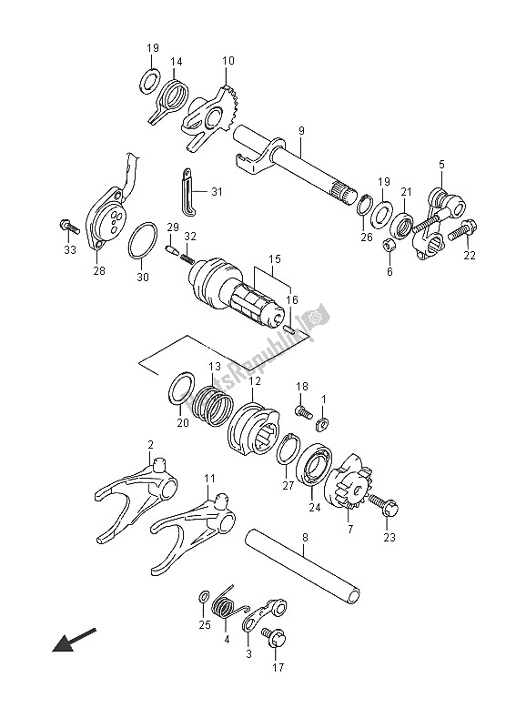 All parts for the Gear Shifting of the Suzuki LT A 500 XP Kingquad AXI 4X4 2016