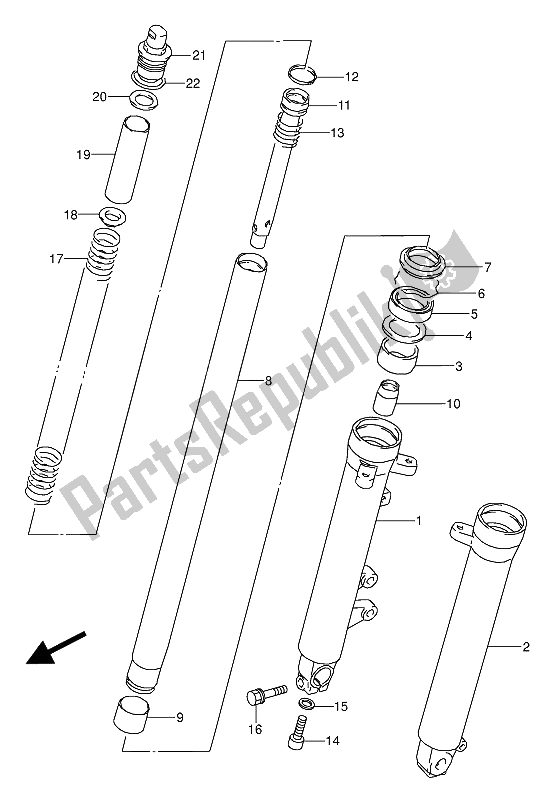 All parts for the Front Damper of the Suzuki GS 500 EU 1993