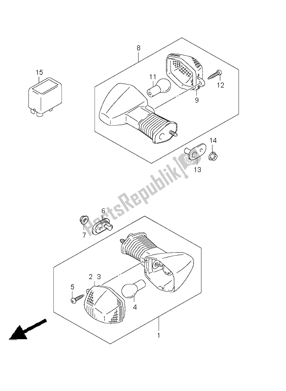 Alle onderdelen voor de Richtingaanwijzer Lamp van de Suzuki GSX R 750 2003