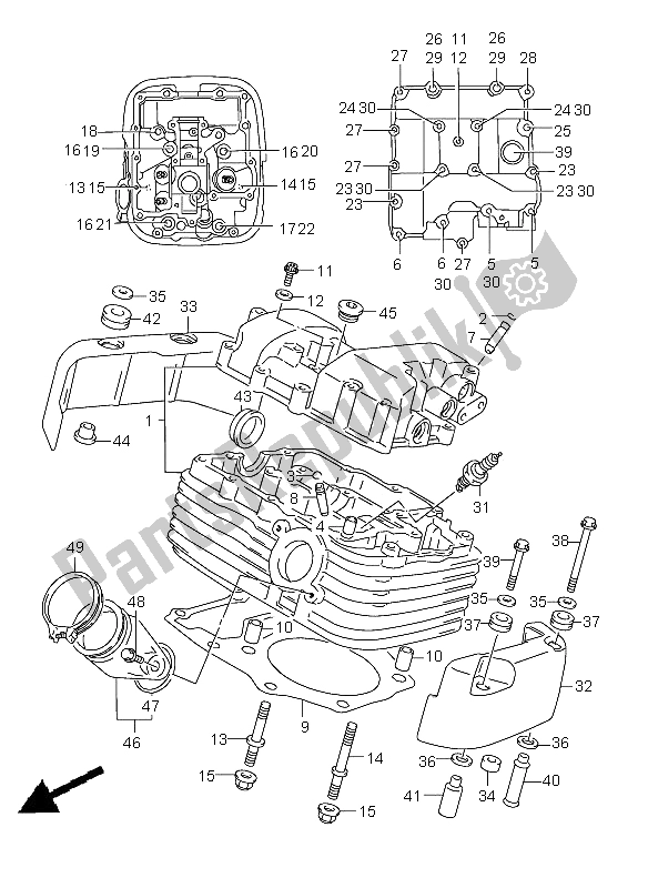 Tutte le parti per il Testata (posteriore) del Suzuki VL 1500 Intruder LC 2005