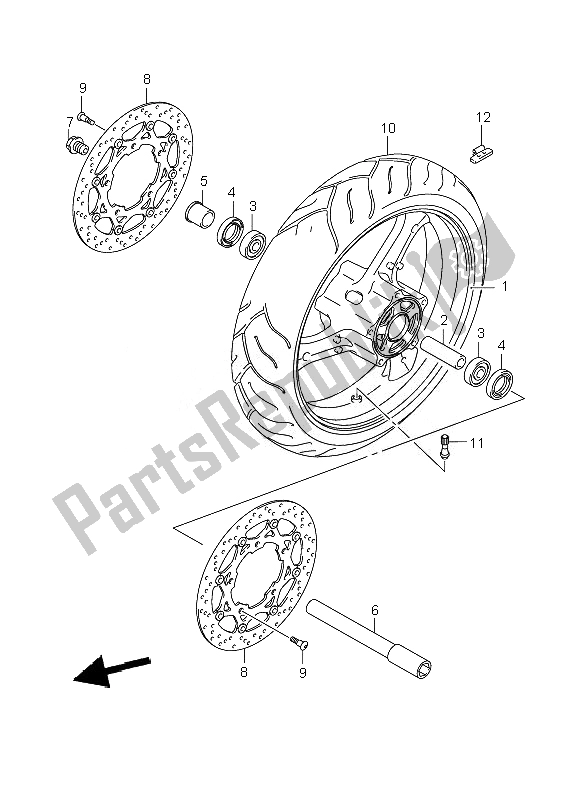 All parts for the Front Wheel (gsf1250s) of the Suzuki GSF 1250 SA Bandit 2010
