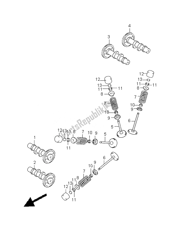 All parts for the Camshaft & Valve of the Suzuki SFV 650A Gladius 2010