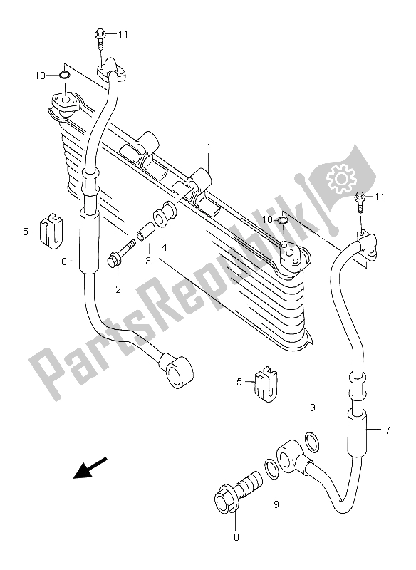 All parts for the Oil Cooler of the Suzuki GSX 600F 2004