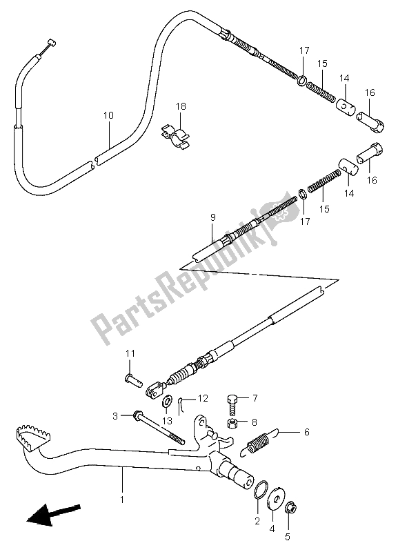 All parts for the Rear Brake of the Suzuki LT A 400F Eiger 4X4 2004