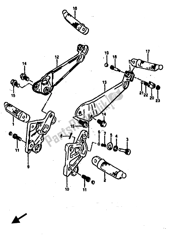 Toutes les pièces pour le Repose Pieds du Suzuki RG 500 Gamma 1986