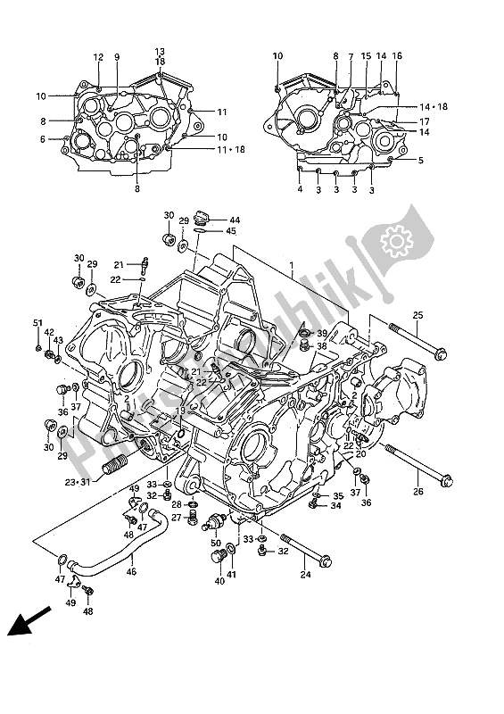 All parts for the Crankcase of the Suzuki VS 750 GL Intruder 1985