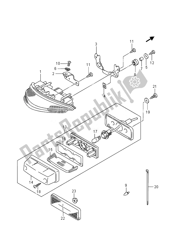 All parts for the Rear Combination Lamp of the Suzuki GSR 750A 2014