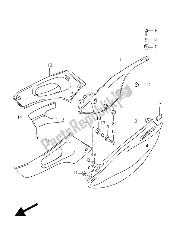 All parts for the Frame Cover of the Suzuki XF 650 Freewind 1997