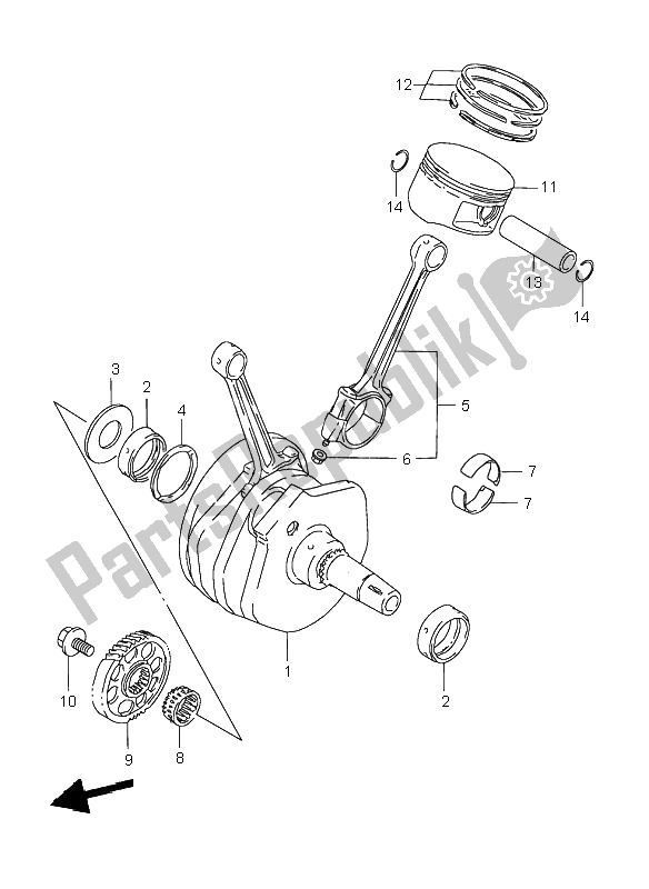 All parts for the Crank Shaft of the Suzuki VL 1500 Intruder LC 1999