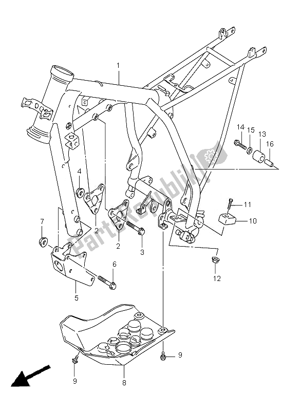 All parts for the Frame of the Suzuki DR Z 125 SW LW 2007