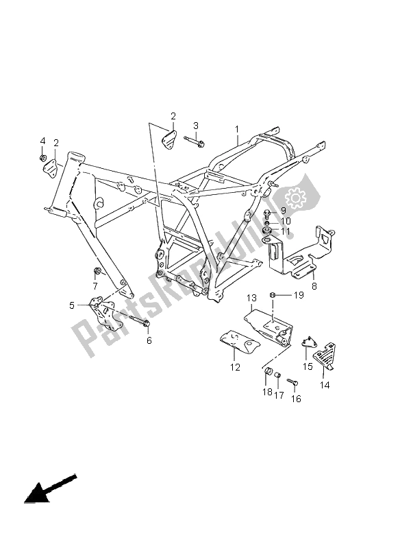 All parts for the Frame of the Suzuki GN 125E 2000