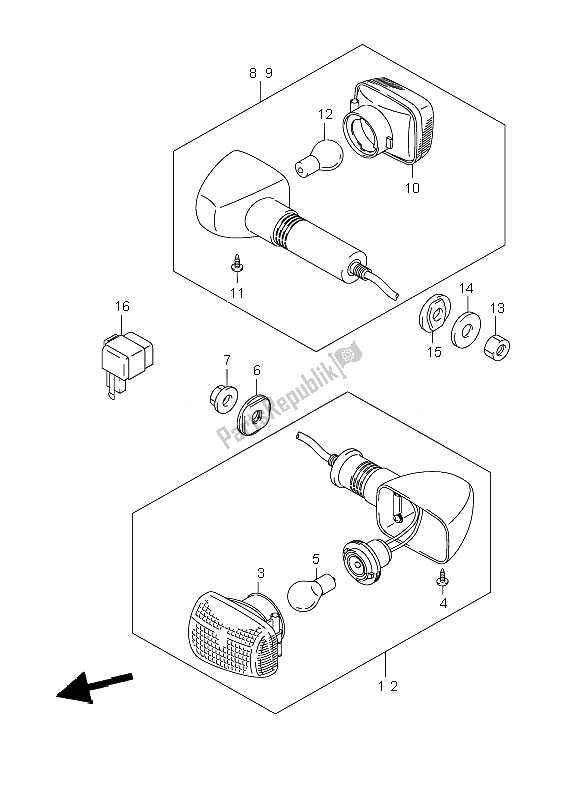 Alle onderdelen voor de Richtingaanwijzerlamp (gs500fh-gs500fm) van de Suzuki GS 500 EF 2007