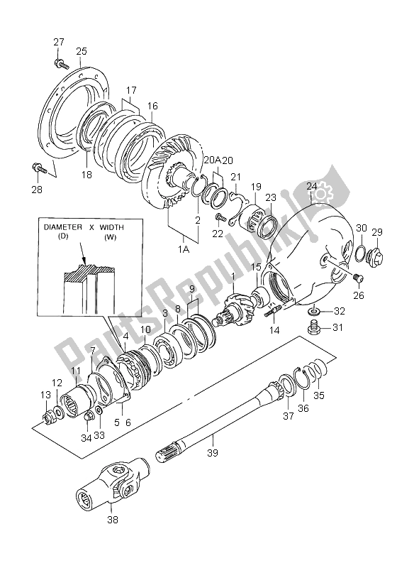 Todas as partes de Eixo De Hélice E Engrenagem De Transmissão Final do Suzuki VL 1500 Intruder LC 1999