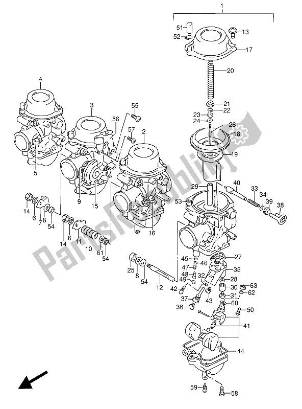 Tutte le parti per il Carburatore (e18-e39) del Suzuki RF 600 RU 1994