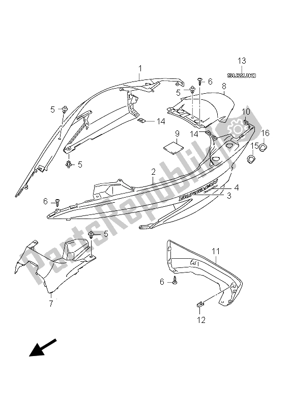 Tutte le parti per il Copertura Telaio (esecutivo) del Suzuki UH 125 Burgman 2011