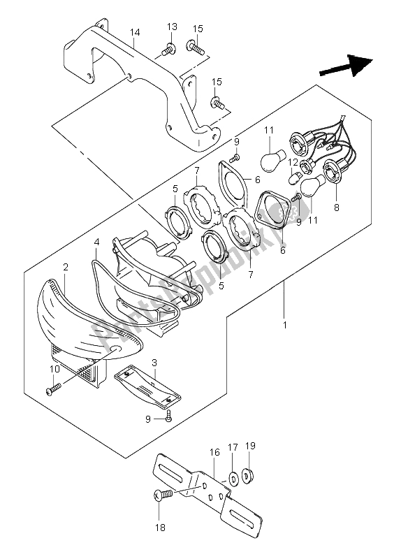 Wszystkie części do Lampa Tylna Suzuki GSX 600F 2003