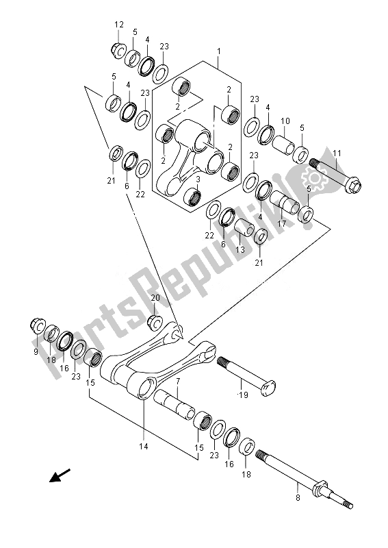 Tutte le parti per il Leva Del Cuscino Posteriore del Suzuki RM Z 450 2014