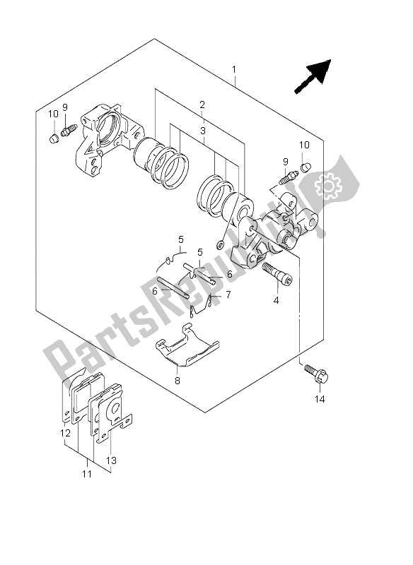 All parts for the Rear Caliper of the Suzuki GSF 1200 NS Bandit 2003