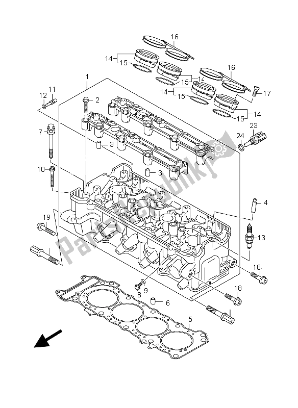 Todas as partes de Cabeça De Cilindro do Suzuki GSX R 750 2004